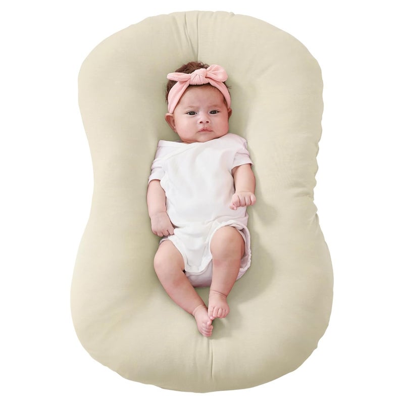 FUNUPUP Rayon Made from Bamboo Baby Lounger Cover Compatible with Snuggle Me Lounger, Infant Lounger Pillow Cover for Newborn, Removable Elastic Newborn Lounger Cover,Cover Only,Khaki - Image 1